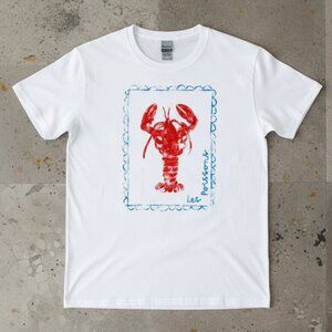 Les Poissons French Coastal Lobster Nautical Graphic Tee